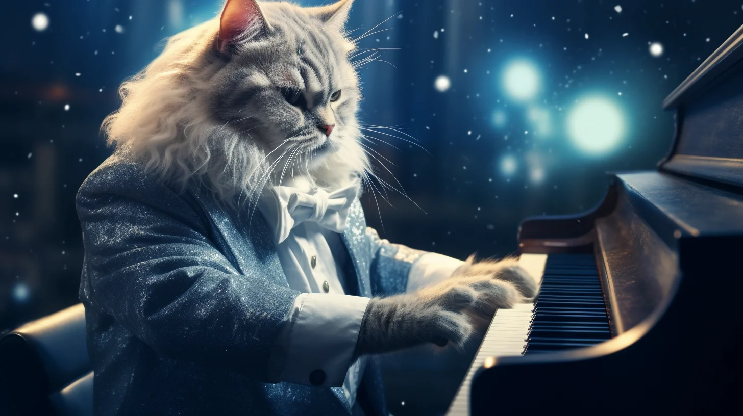 Cat playing piano