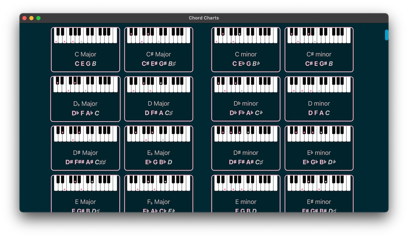 Chord charts screenshot