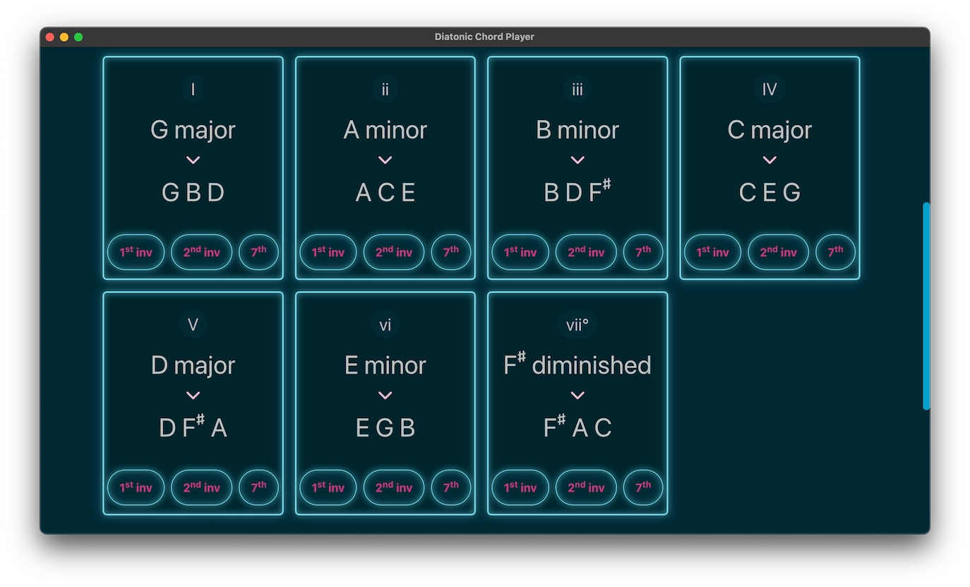 Diatonic chords screenshot