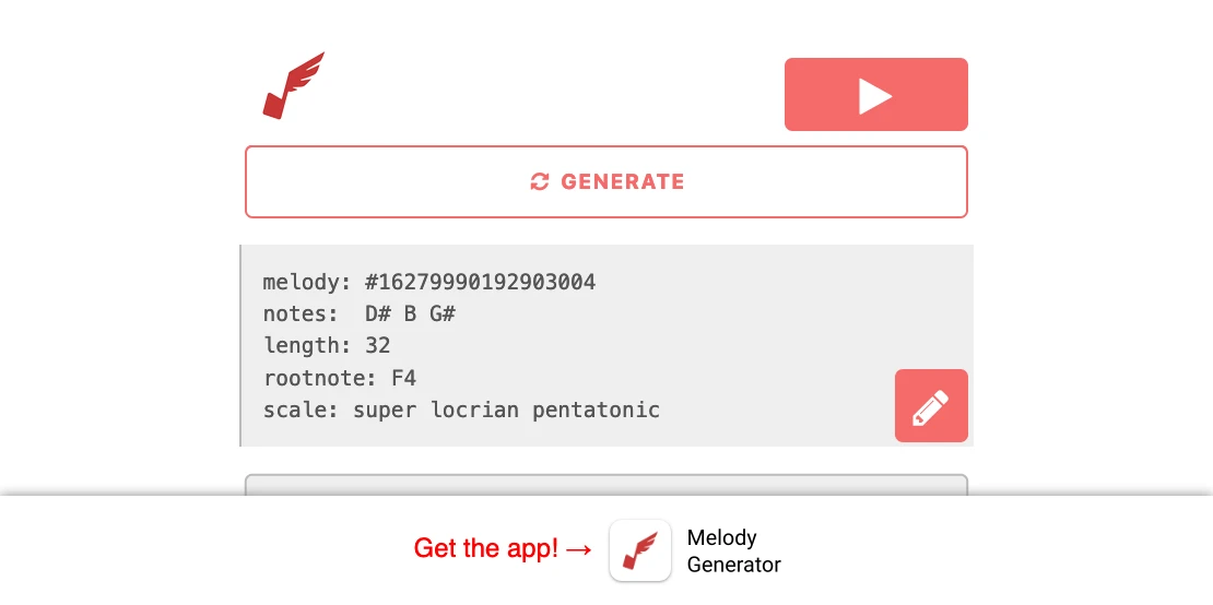 Screenshot: Melody Generator
