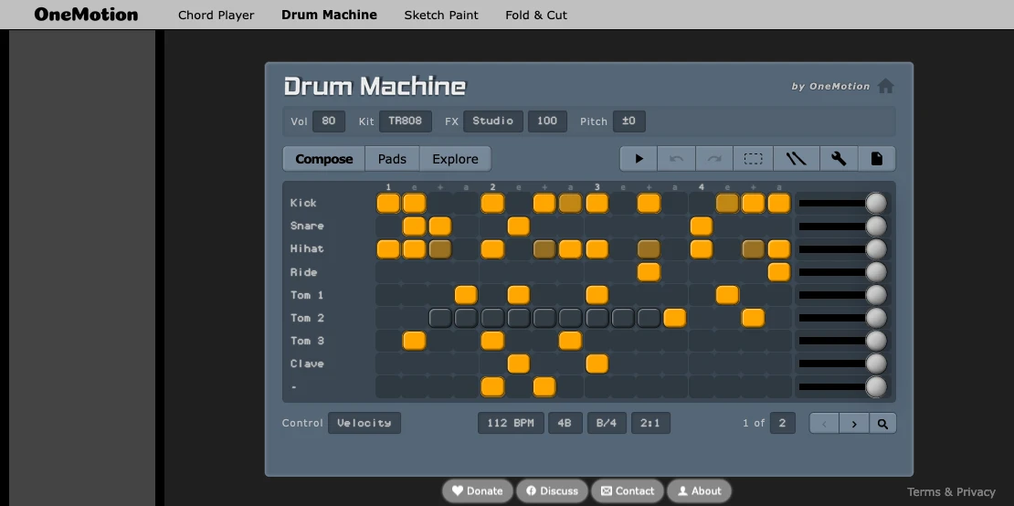 Screenshot: OneMotion Drum Machine