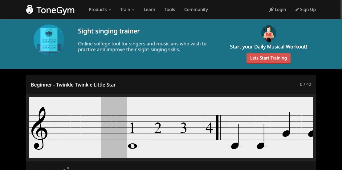 Screenshot: Sight Singing Trainer